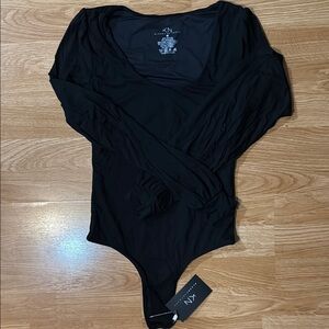 Klassy Network Black Puff Sleeve Bodysuit